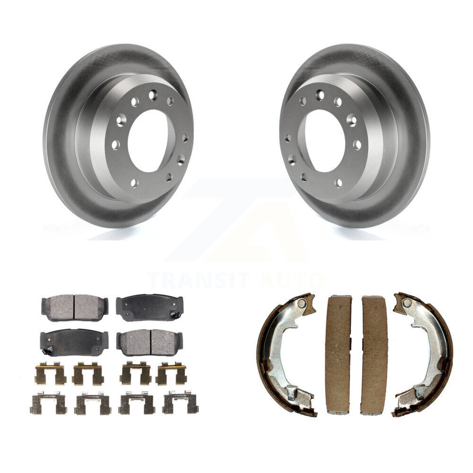 Rear Disc Coated Rotors Semi-Metallic Pads & Parking Shoes Kit For Hyundai Entourage Kia KGF-103650