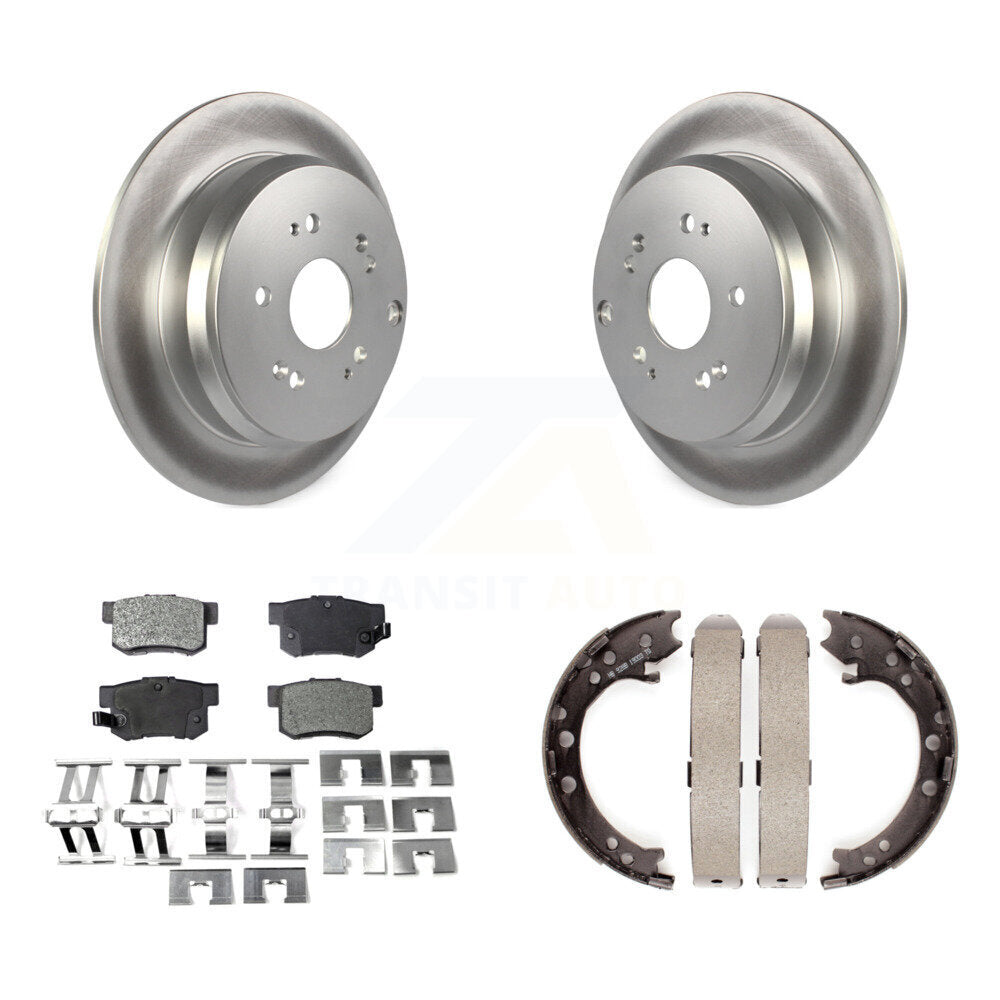 Rear Disc Coated Rotors Semi-Metallic Pads And Parking Brake Shoes Kit For Acura RDX KGF-103652