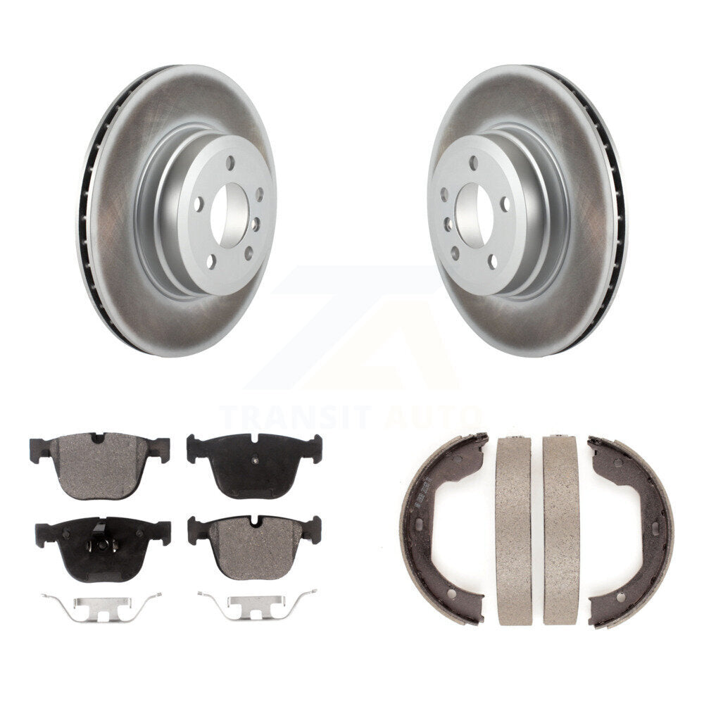 Rear Disc Coated Rotors Semi-Metallic Pads And Parking Brake Shoes Kit For BMW X5 X6 KGF-103659