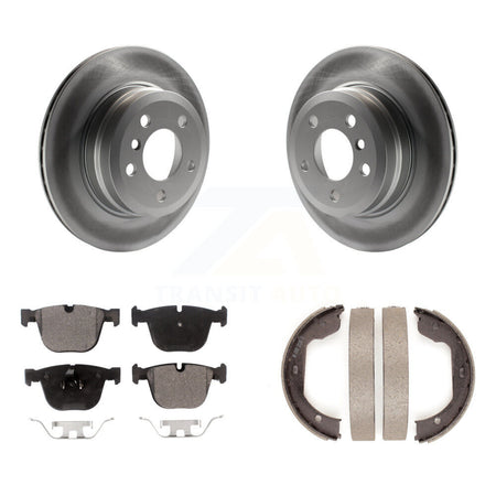Rear Disc Coated Rotors Semi-Metallic Pads & Parking Shoes Kit For 2009 BMW X6 From 10 08 KGF-103660