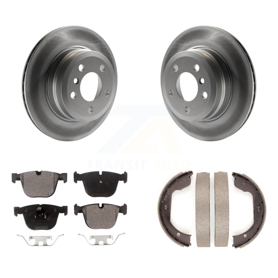 Rear Disc Coated Rotors Semi-Metallic Pads & Parking Shoes Kit For 2009 BMW X6 From 10 08 KGF-103660