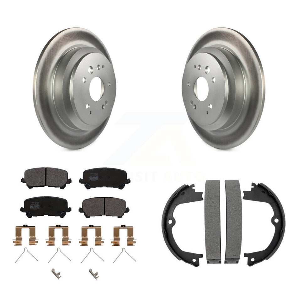Rear Disc Coated Rotors Semi-Metallic Pads And Parking Shoes Kit For 2014-2016 Acura MDX KGF-103661
