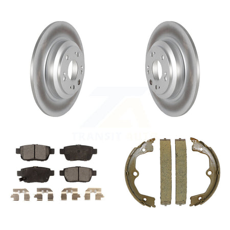 Rear Disc Coated Rotors Semi-Metallic Pads Parking Brake Shoes Kit For 2009-2014 Acura TL KGF-103662