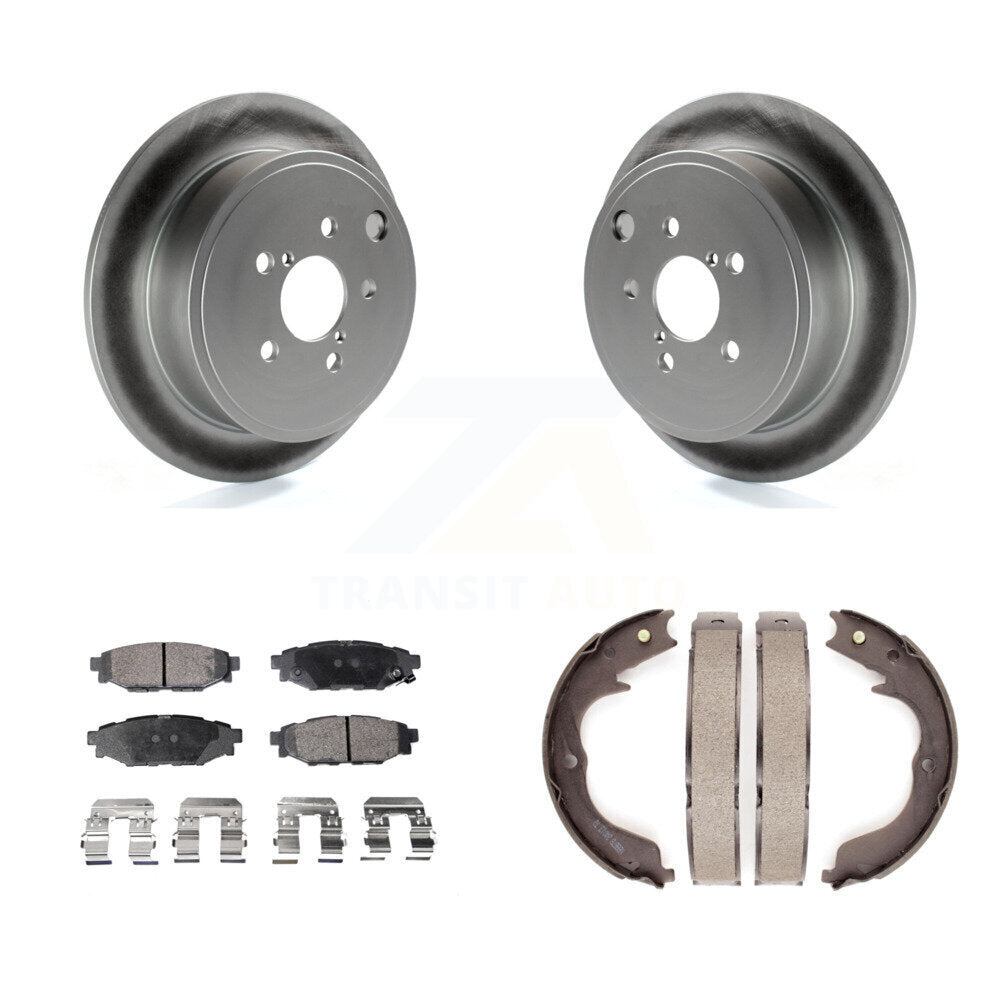 Rear Disc Coated Rotors Semi-Metallic Pads Parking Shoes Kit For Subaru Impreza Forester KGF-103664