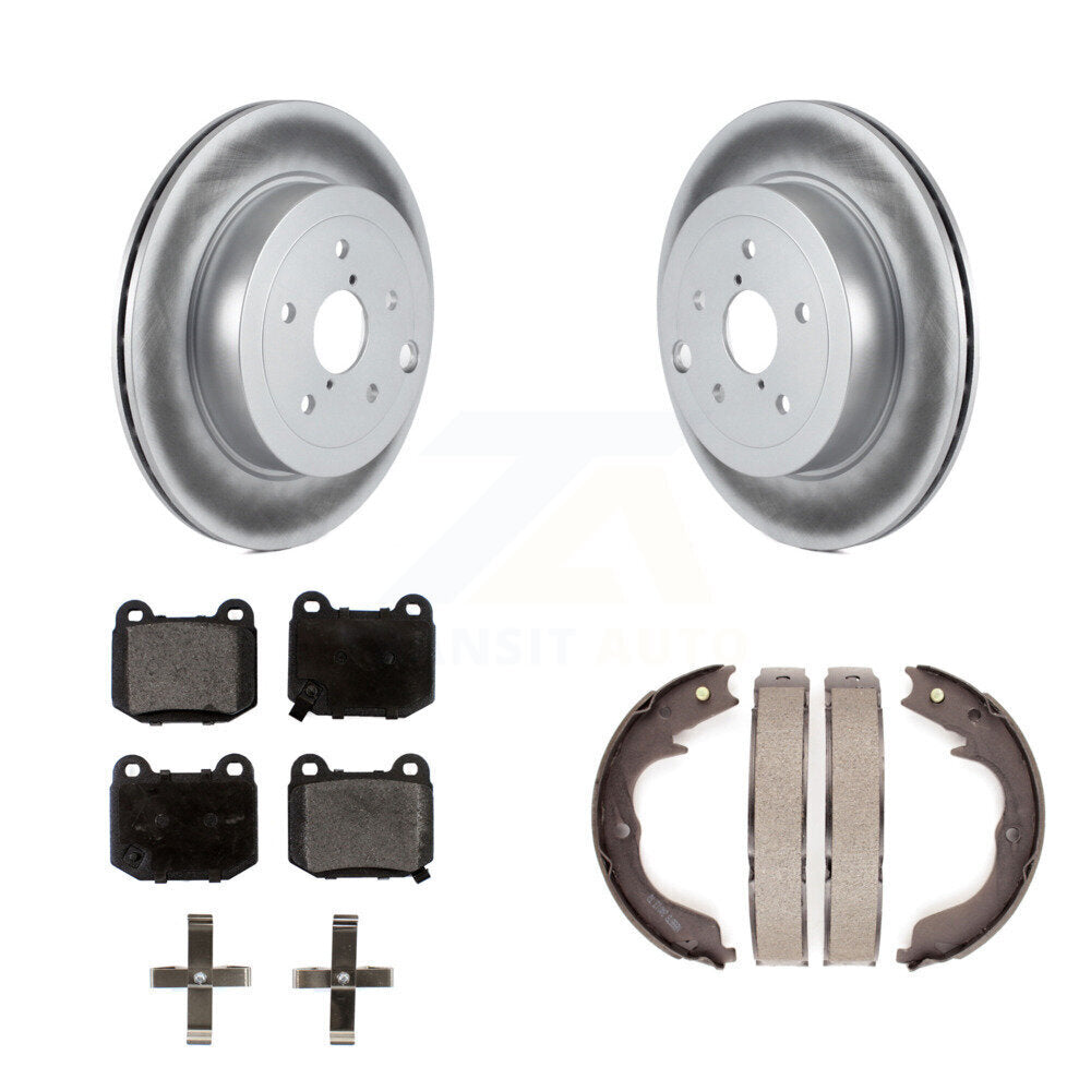 Rear Disc Coated Rotors Semi-Metallic Pads And Parking Brake Shoes Kit For Subaru Impreza KGF-103665