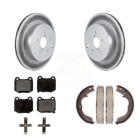 Rear Disc Coated Rotors Semi-Metallic Pads And Parking Brake Shoes Kit For Subaru Impreza KGF-103665
