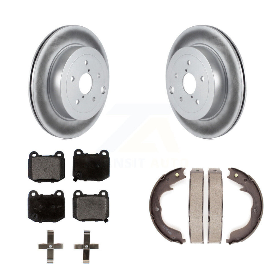 Rear Disc Coated Rotors Semi-Metallic Pads And Parking Brake Shoes Kit For Subaru Impreza KGF-103665