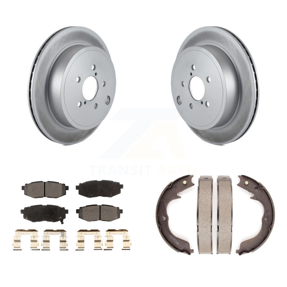 Rear Disc Coated Rotors Semi-Metallic Pads & Parking Shoes Kit For Subaru Outback Legacy KGF-103667