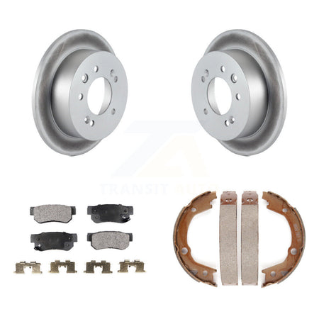 Rear Disc Coated Rotors Semi-Metallic Pads & Parking Brake Shoes Kit For Hyundai Elantra KGF-103668