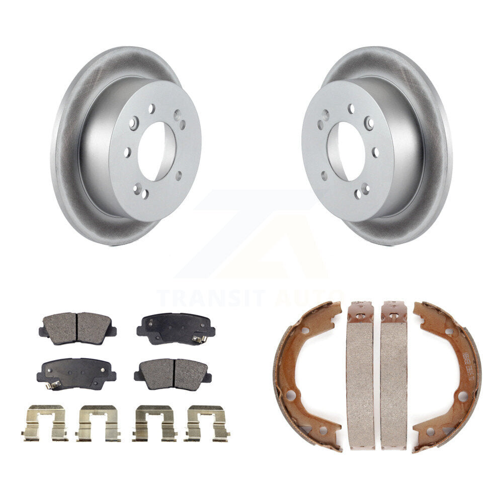 Rear Disc Coated Rotors Semi-Metallic Pads Parking Shoes Kit For 10 Hyundai Elantra Sedan KGF-103669