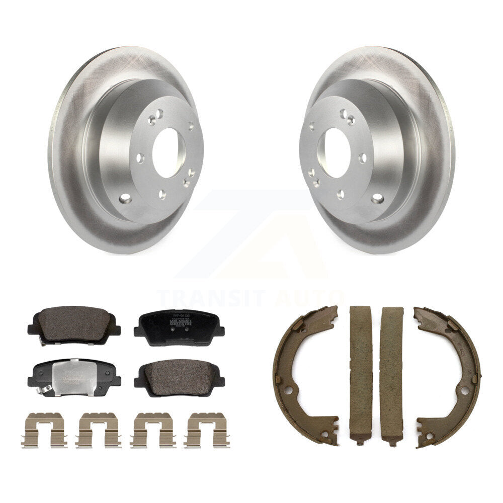 Rear Disc Coated Rotors Semi-Metallic Pads & Parking Shoes Kit For Hyundai Santa Fe Sport KGF-103673