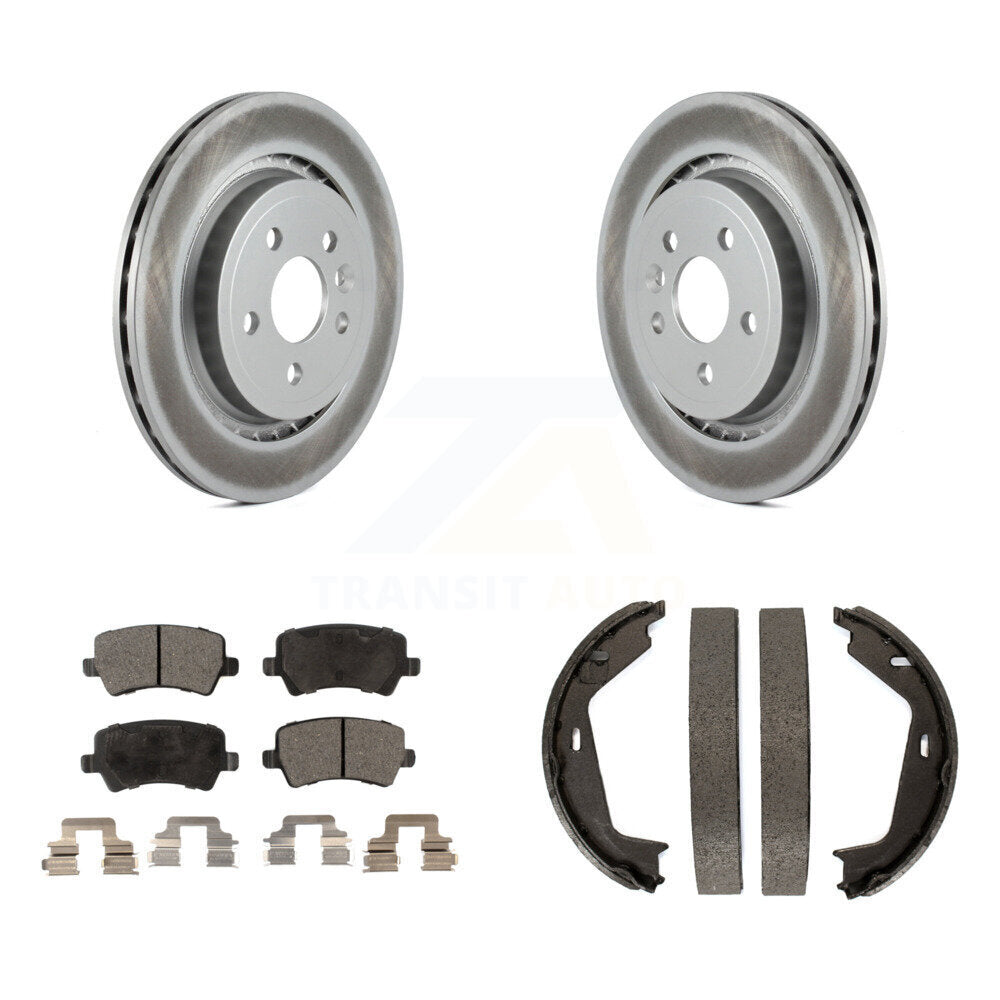 Rear Disc Coated Rotors Semi-Metallic Pads Parking Shoes Kit For 2007-2009 Volvo S80 AWD KGF-103683