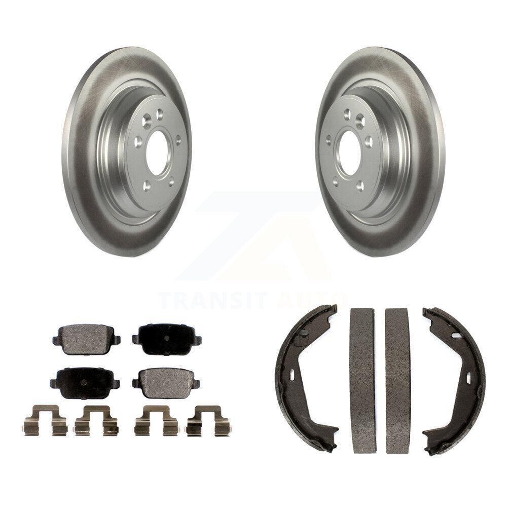 Rear Disc Coated Rotors Semi-Metallic Pads Parking Shoes Kit For 2008-2009 Volvo S80 FWD KGF-103684