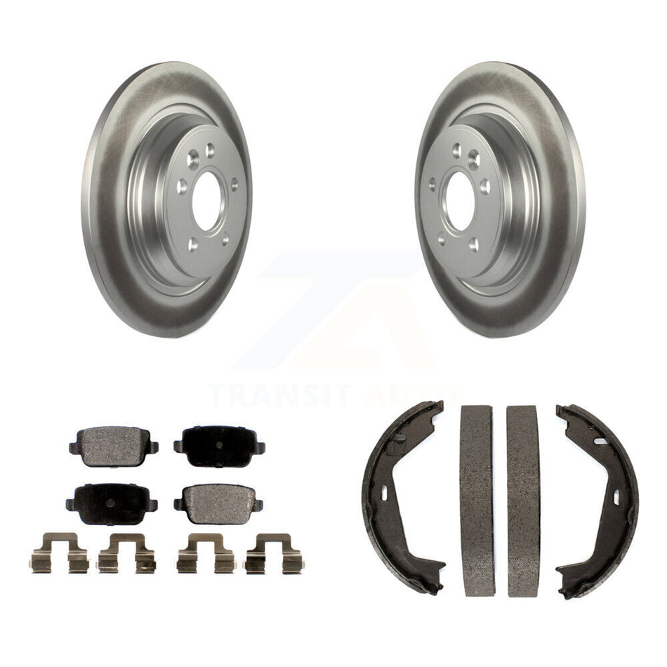 Rear Disc Coated Rotors Semi-Metallic Pads Parking Shoes Kit For 2008-2009 Volvo S80 FWD KGF-103684