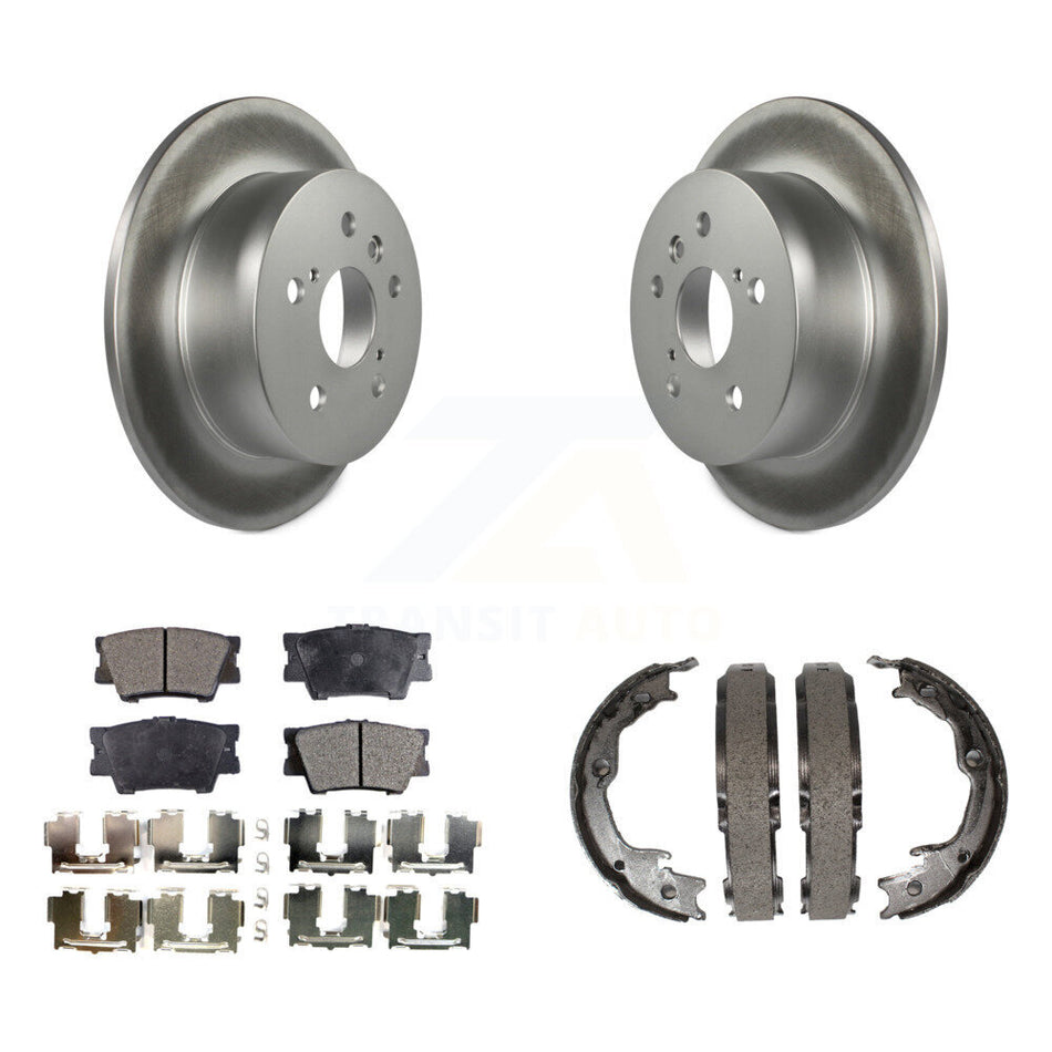 Rear Disc Coated Rotors Semi-Metallic Pads Parking Shoes Kit For Toyota Camry Lexus ES350 KGF-103686