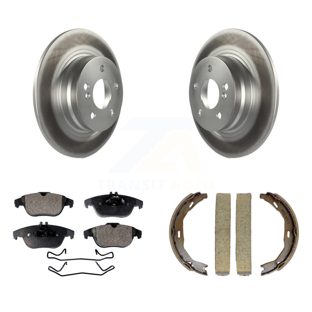 Rear Disc Coated Rotors Semi-Metallic Pads Parking Shoes Kit For Mercedes-Benz C300 C250 KGF-103687