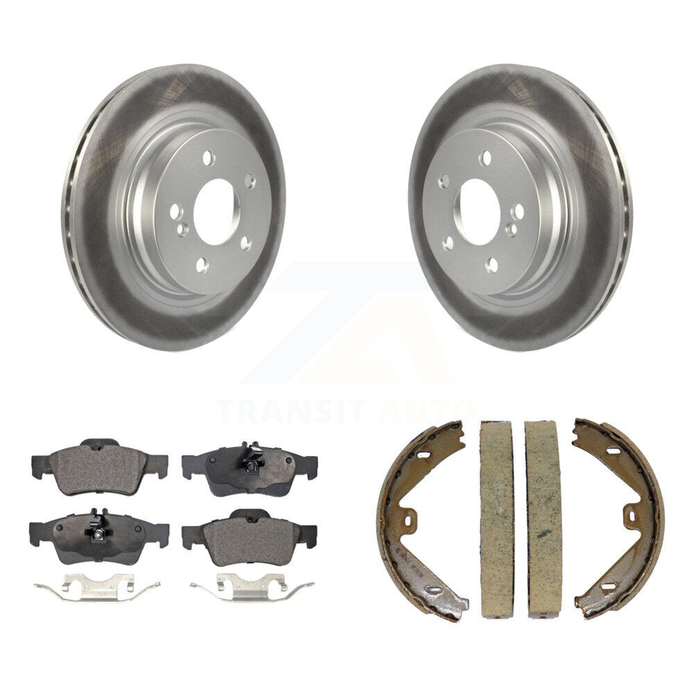 Rear Disc Coated Rotors Semi-Metallic Pads Parking Brake Shoes Kit For Mercedes-Benz E550 KGF-103688