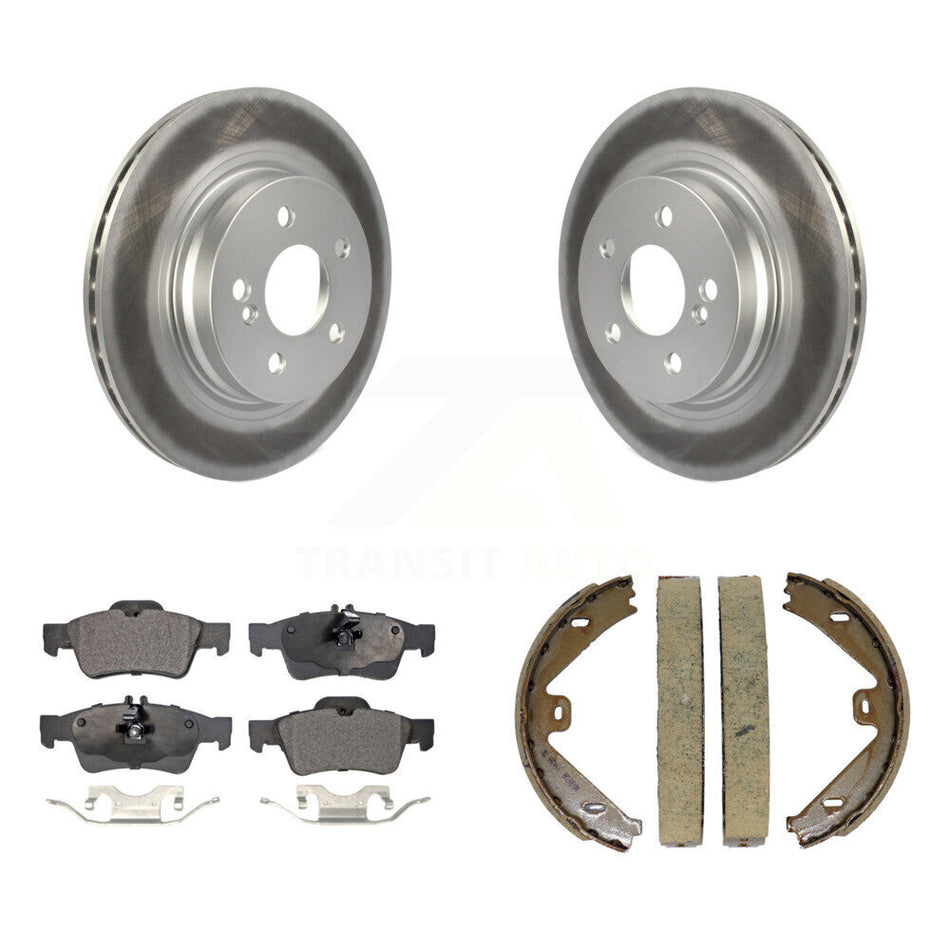 Rear Disc Coated Rotors Semi-Metallic Pads Parking Brake Shoes Kit For Mercedes-Benz E550 KGF-103688