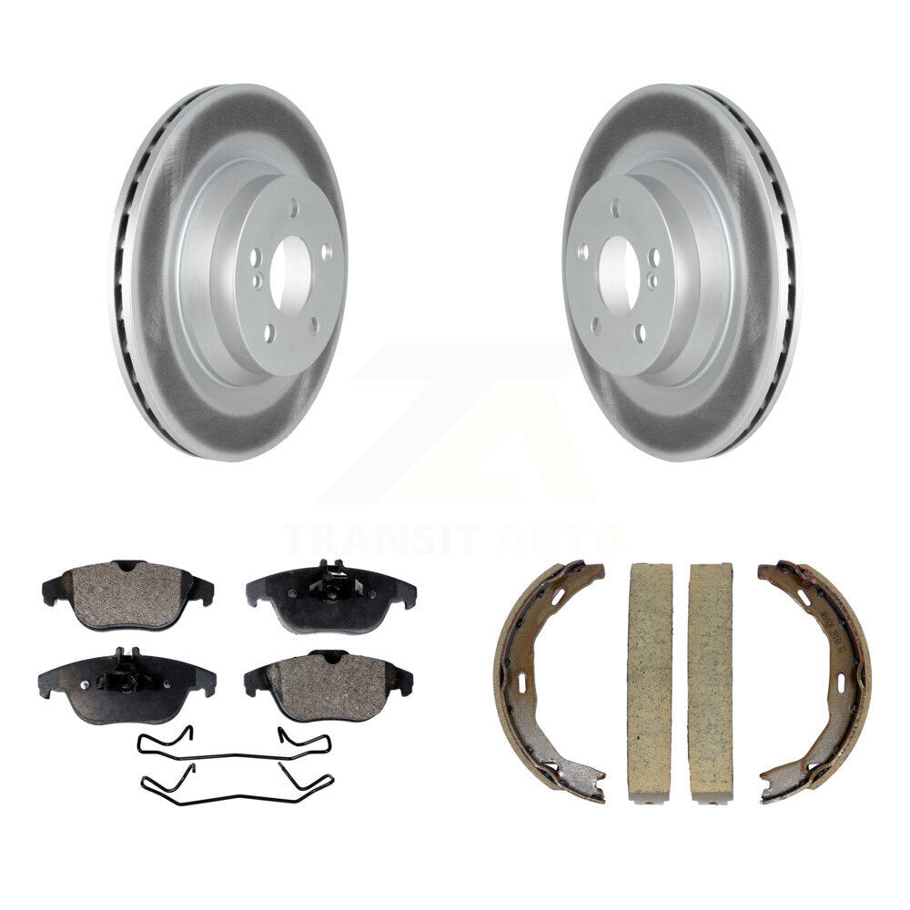 Rear Disc Coated Rotors Semi-Metallic Pads Parking Brake Shoes Kit For Mercedes-Benz E550 KGF-103690