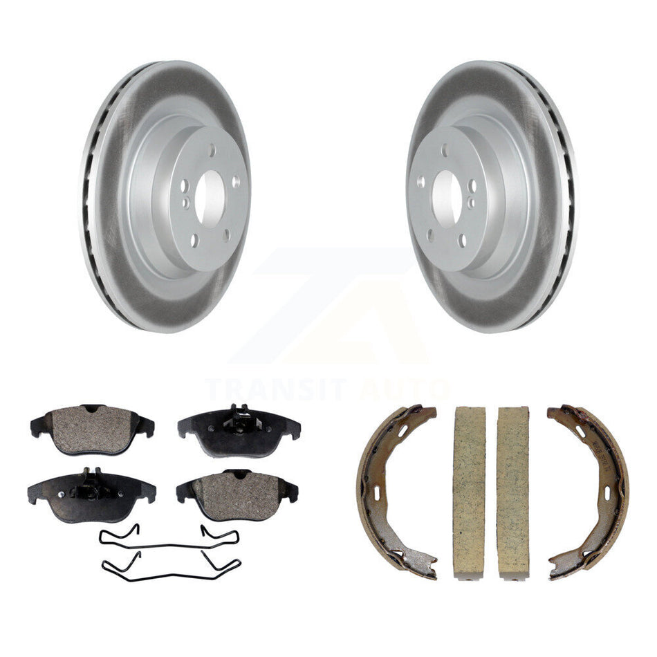 Rear Disc Coated Rotors Semi-Metallic Pads Parking Brake Shoes Kit For Mercedes-Benz E550 KGF-103690