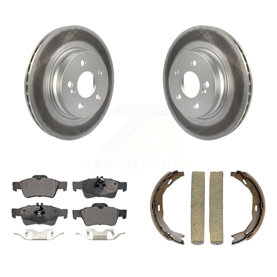 Rear Disc Coated Rotors Semi-Metallic Pads Parking Brake Shoes Kit For Mercedes-Benz E550 KGF-103691
