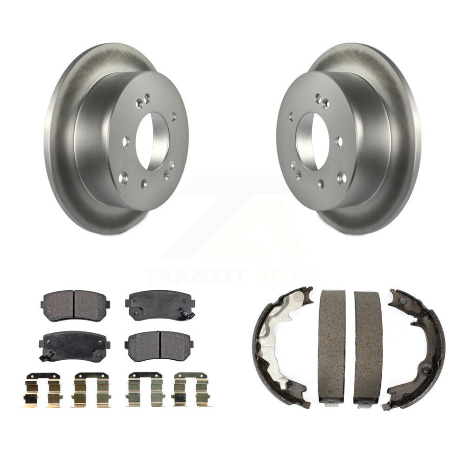 Rear Disc Coated Rotors Semi-Metallic Pads Parking Shoes Kit For 2010-2013 Kia Forte Koup KGF-103693
