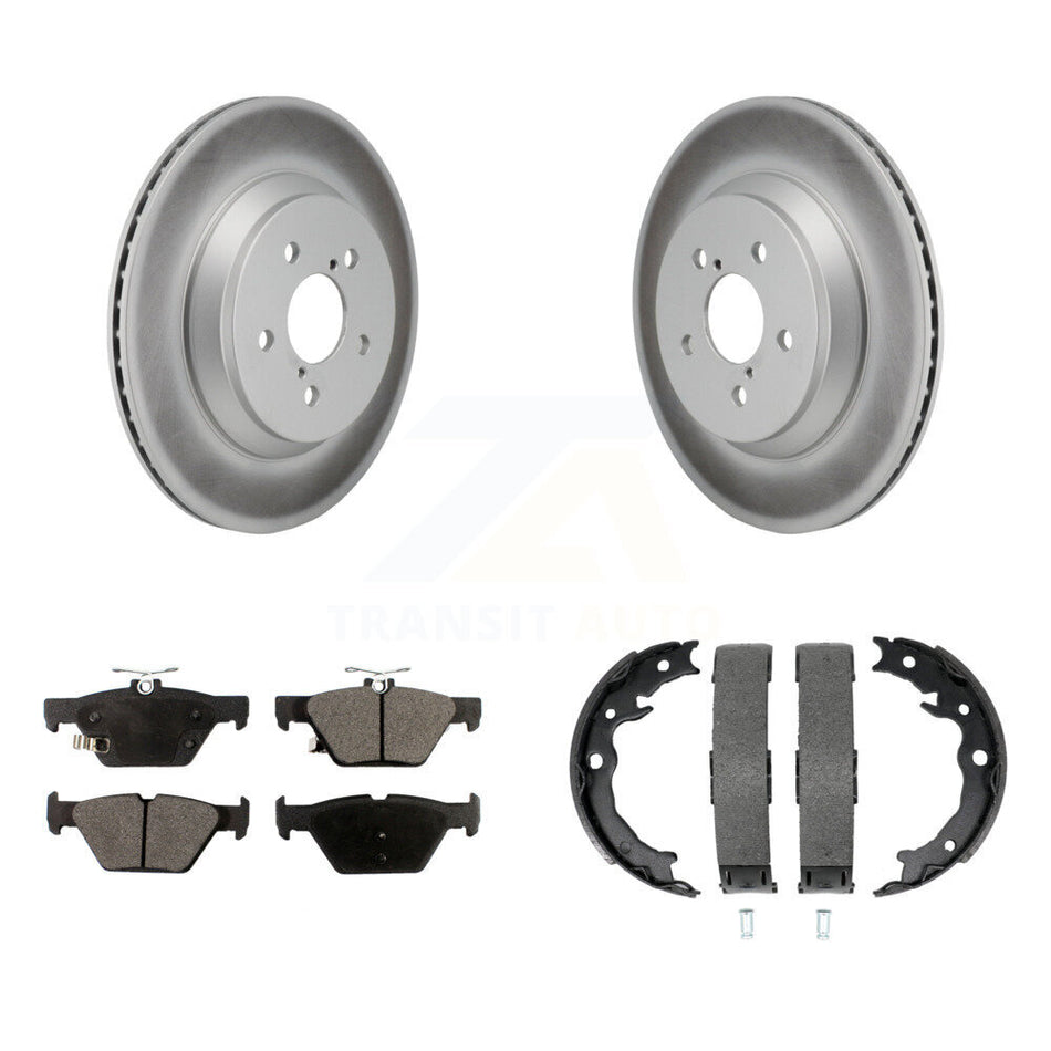 Rear Disc Coated Rotors Semi-Metallic Pads & Parking Brake Shoes Kit For Subaru Crosstrek KGF-103696