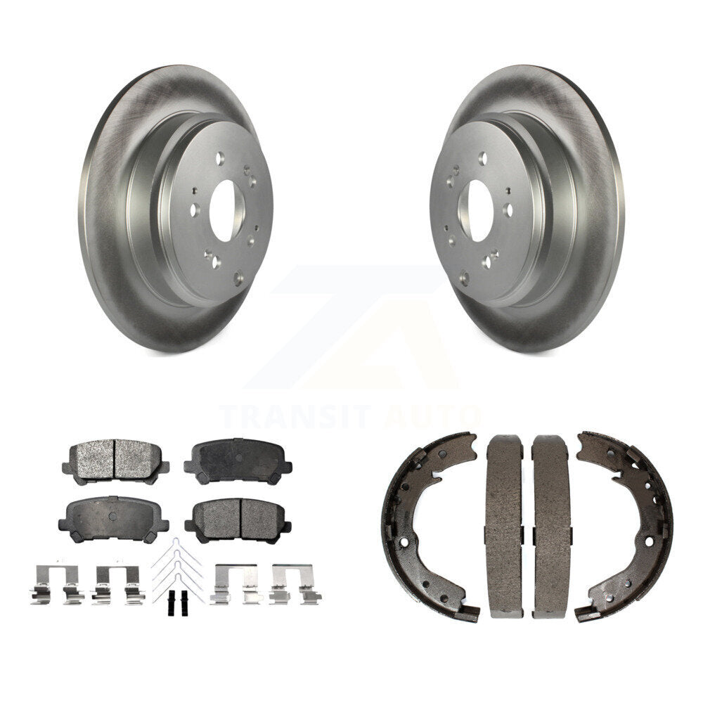 Rear Disc Coated Rotors Semi-Metallic Pads Parking Shoes Kit For 2011-2017 Honda Odyssey KGF-103698