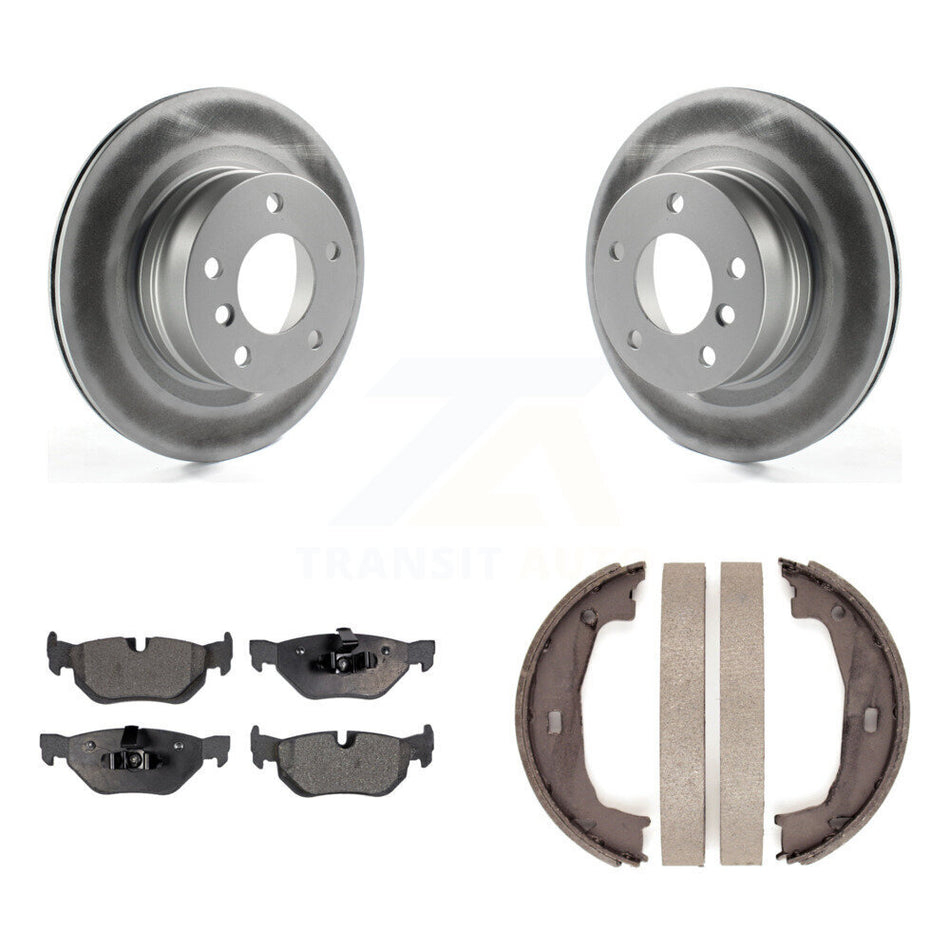 Rear Disc Coated Rotors Semi-Metallic Pads Parking Brake Shoes Kit For 2008-2013 BMW 128i KGF-103699