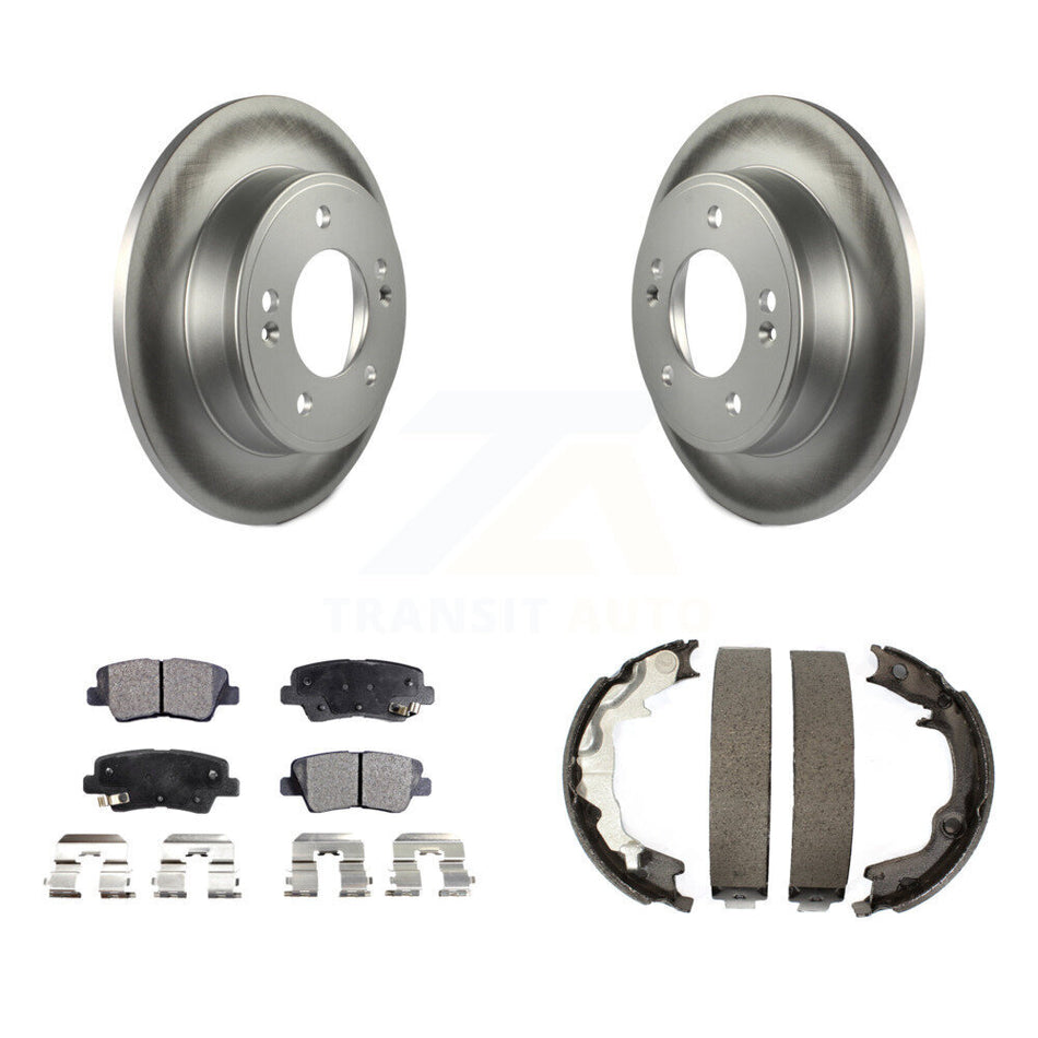 Rear Disc Coated Rotors Semi-Metallic Pads And Parking Shoes Kit For 2014 Kia Forte Koup KGF-103700