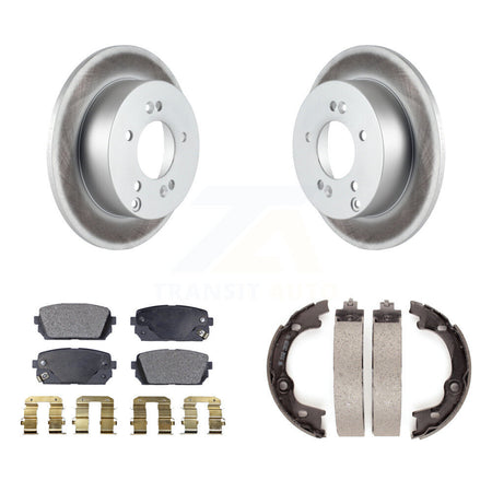 Rear Disc Coated Rotors Semi-Metallic Pads And Parking Shoes Kit For 2007-2010 Kia Rondo KGF-103701
