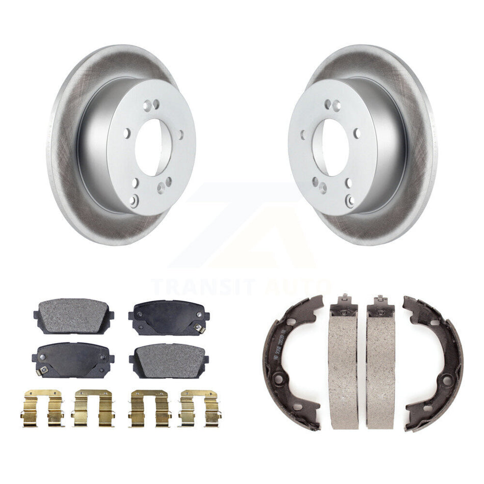 Rear Disc Coated Rotors Semi-Metallic Pads And Parking Shoes Kit For 2007-2010 Kia Rondo KGF-103701