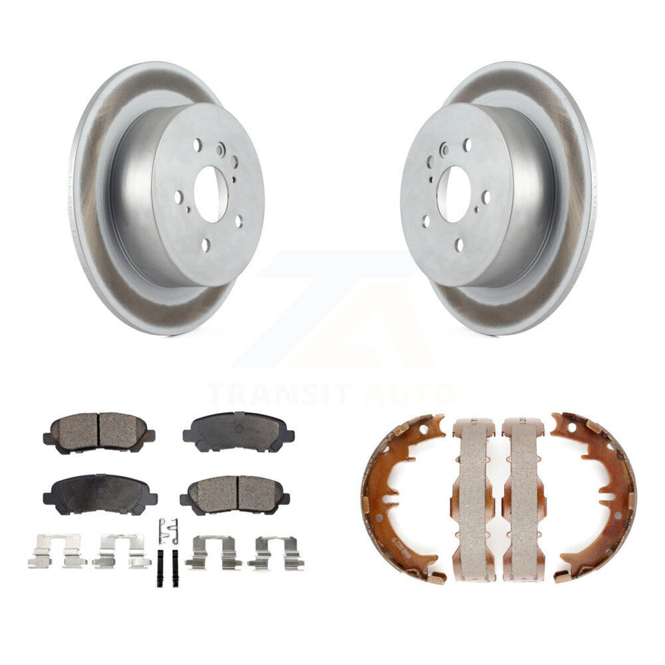 Rear Disc Coated Rotors Semi-Metallic Pads Parking Shoes Kit For 08-13 Toyota Highlander KGF-103702