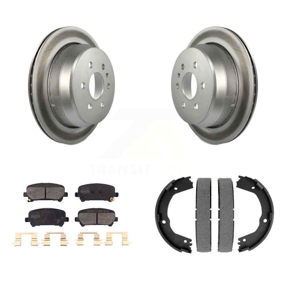 Rear Disc Coated Rotors Semi-Metallic Pads & Parking Shoes Kit For Chevrolet Colorado GMC KGF-103703