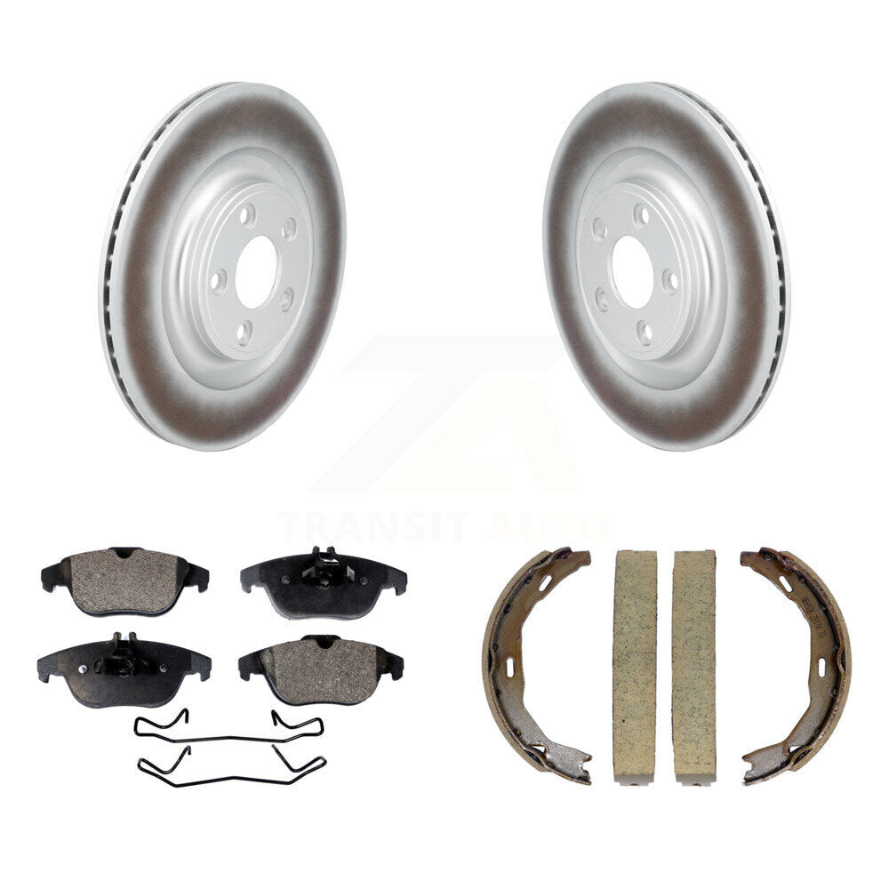 Rear Disc Coated Rotors Semi-Metallic Pads Parking Brake Shoes Kit For Mercedes-Benz E400 KGF-103706