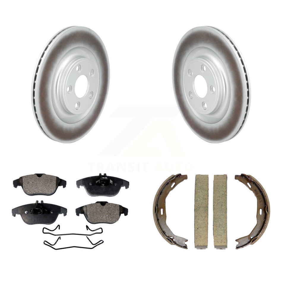 Rear Disc Coated Rotors Semi-Metallic Pads Parking Brake Shoes Kit For Mercedes-Benz E400 KGF-103706