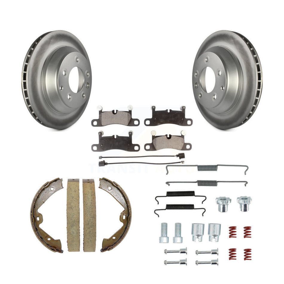 Rear Disc Coated Rotors Semi-Metallic Pads Parking Shoes And Hardware Kit For Volkswagen KGF-103711