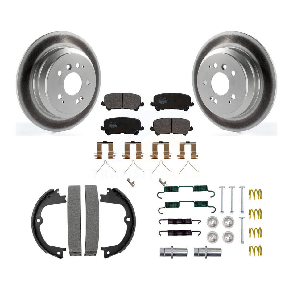 Rear Disc Coated Rotors Semi-Metallic Pads Parking Shoes And Hardware Kit For Honda Pilot KGF-103713