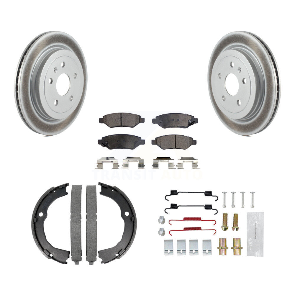 Rear Disc Coated Rotors Semi-Metallic Pads Parking Shoes & Hardware Kit For Chevrolet CTS KGF-103715
