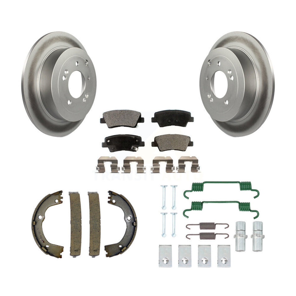 Rear Disc Coated Rotors Semi-Metallic Pads Parking Shoes Hardware Kit For Hyundai Tucson KGF-103720