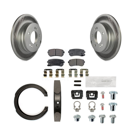 Rear Disc Coated Rotors Semi-Metallic Pads Parking Shoes Hardware Kit For Hyundai Tucson KGF-103721
