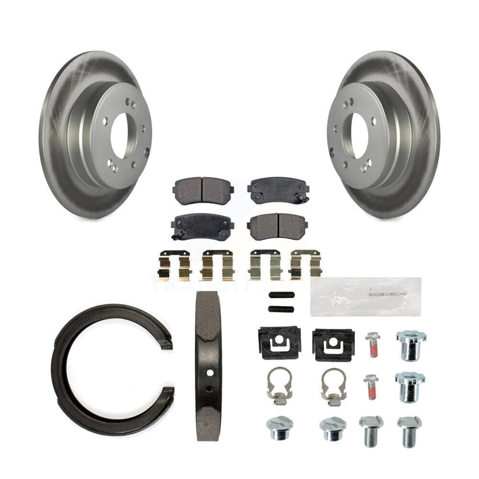 Rear Disc Coated Rotors Semi-Metallic Pads Parking Shoes Hardware Kit For Hyundai Tucson KGF-103721