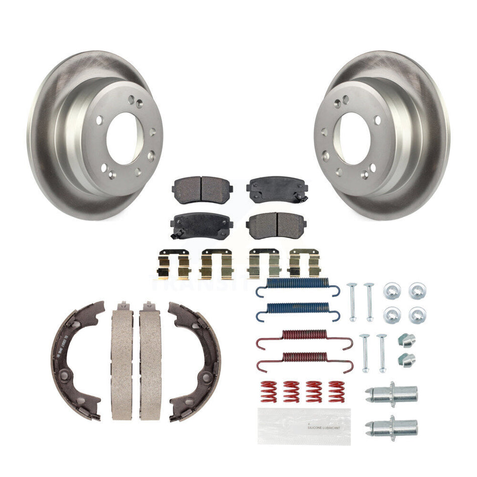 Rear Disc Coated Rotors Semi-Metallic Pads Parking Shoes Hardware Kit For Hyundai Tucson KGF-103724