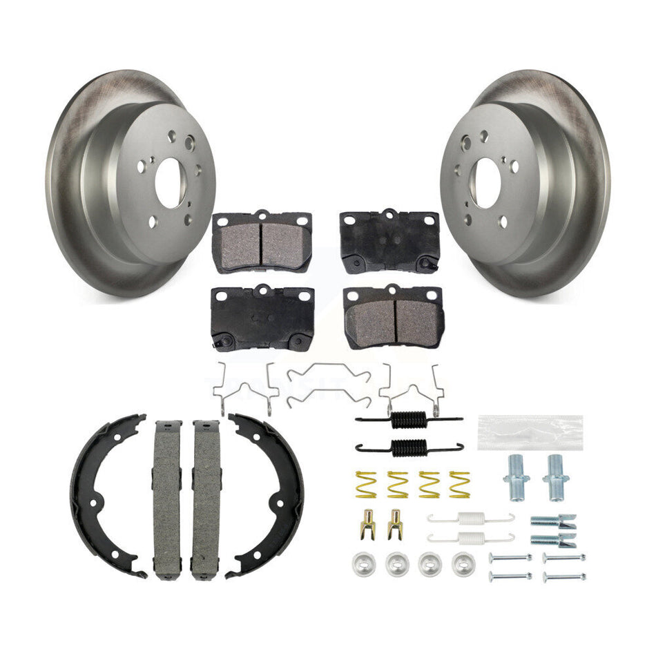 Rear Disc Coated Rotors Semi-Metallic Pads Parking Shoes And Hardware Kit For Lexus IS250 KGF-103727