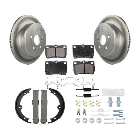 Rear Disc Coated Rotors Semi-Metallic Pads Parking Shoes And Hardware Kit For Lexus IS250 KGF-103728