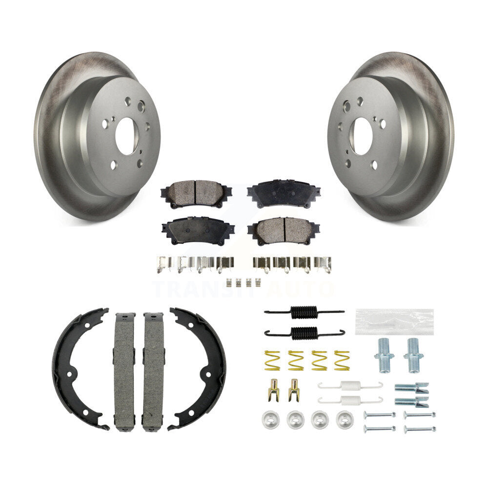 Rear Disc Coated Rotors Semi-Metallic Pads Parking Shoes And Hardware Kit For Lexus IS250 KGF-103729