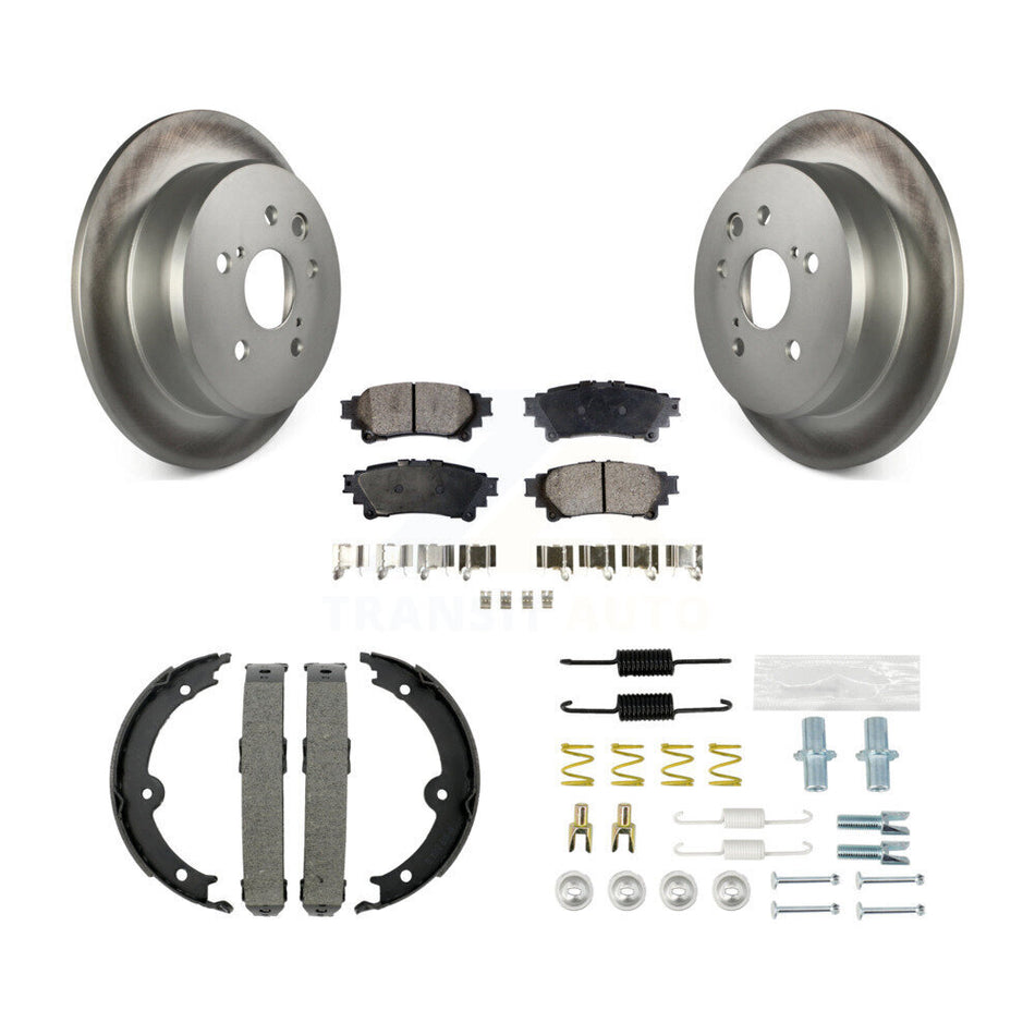 Rear Disc Coated Rotors Semi-Metallic Pads Parking Shoes And Hardware Kit For Lexus IS250 KGF-103729