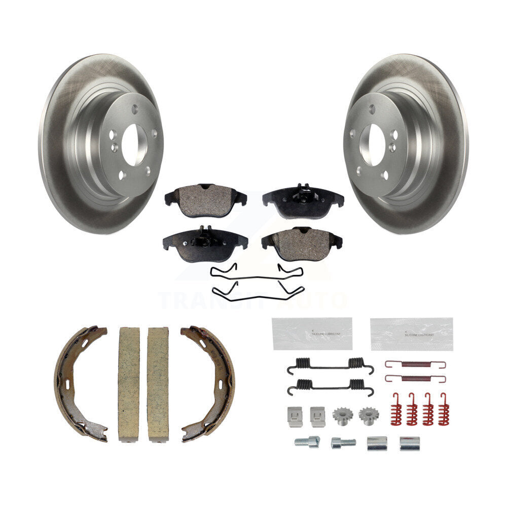 Rear Disc Coated Rotors Semi-Metallic Pads Parking Shoes & Hardware Kit For Mercedes-Benz KGF-103735