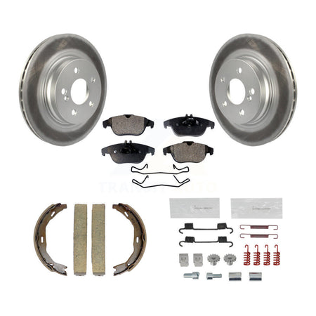 Rear Disc Coated Rotors Semi-Metallic Pads Parking Shoes & Hardware Kit For Mercedes-Benz KGF-103736