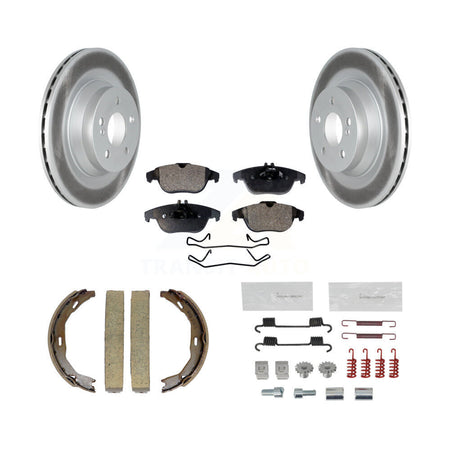 Rear Disc Coated Rotors Semi-Metallic Pads Parking Brake Shoes And Hardware Kit For KGF-103738